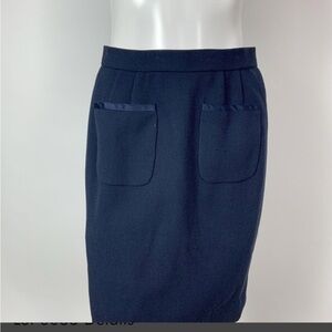 Elegant Navy Blue Pencil Skirt‎ with Pockets Size 8